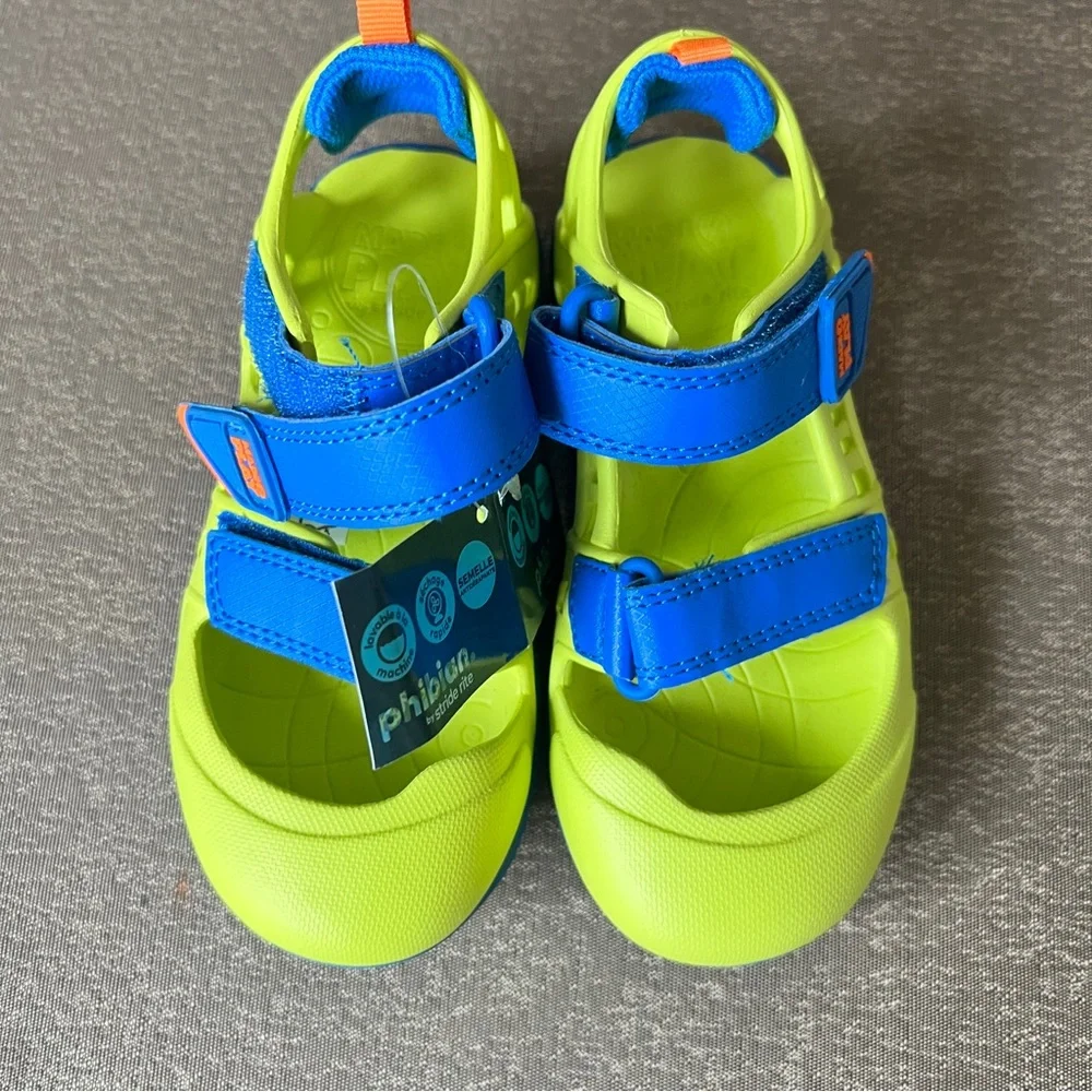 Stride Rite Made2Play Phibian Boys Sandals Size 11 Lime Green Blue NIB